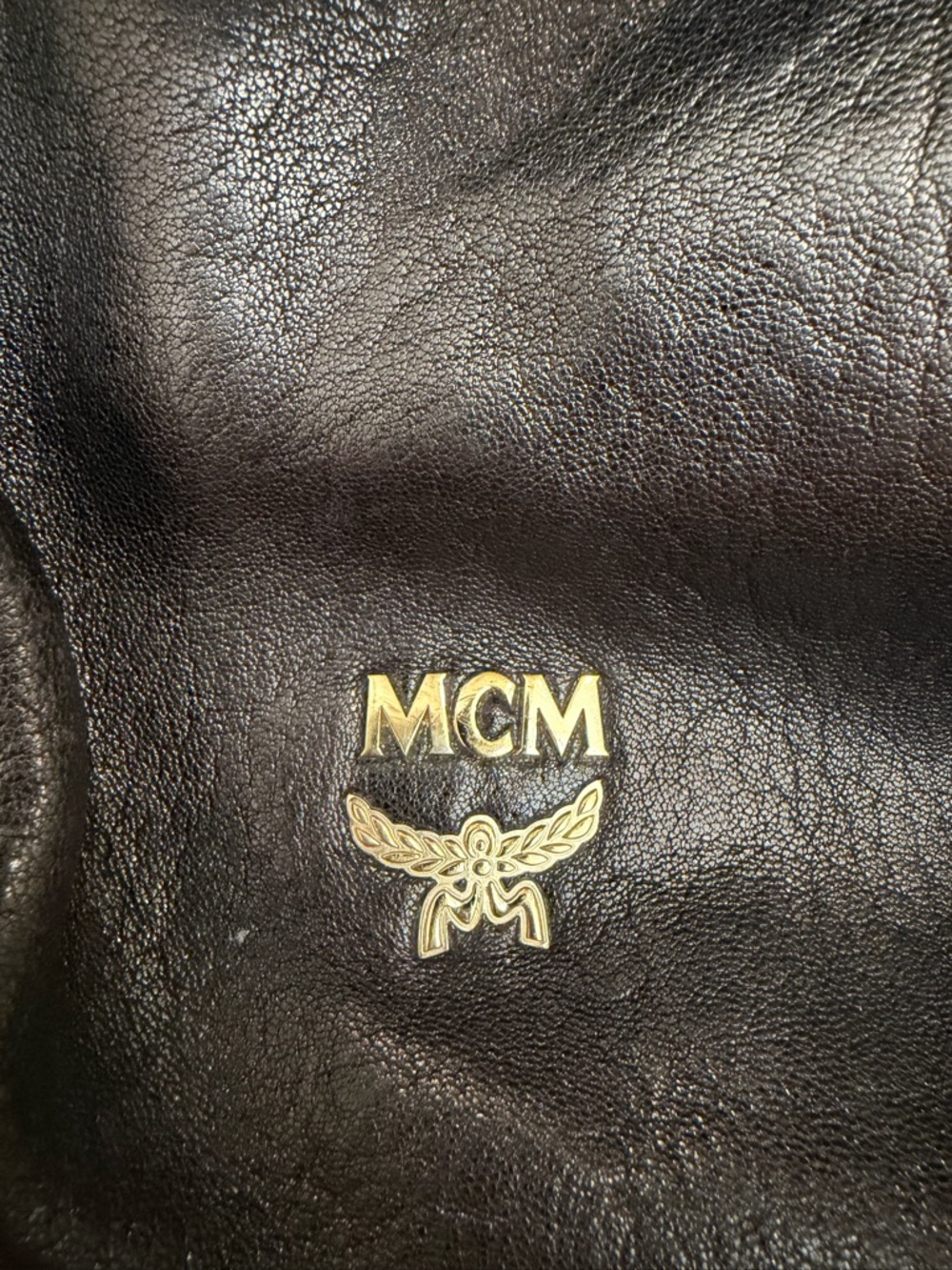 MCM Black Leather Monogram Drawstring Hobo with Gold Hardware - Picture 14 of 15